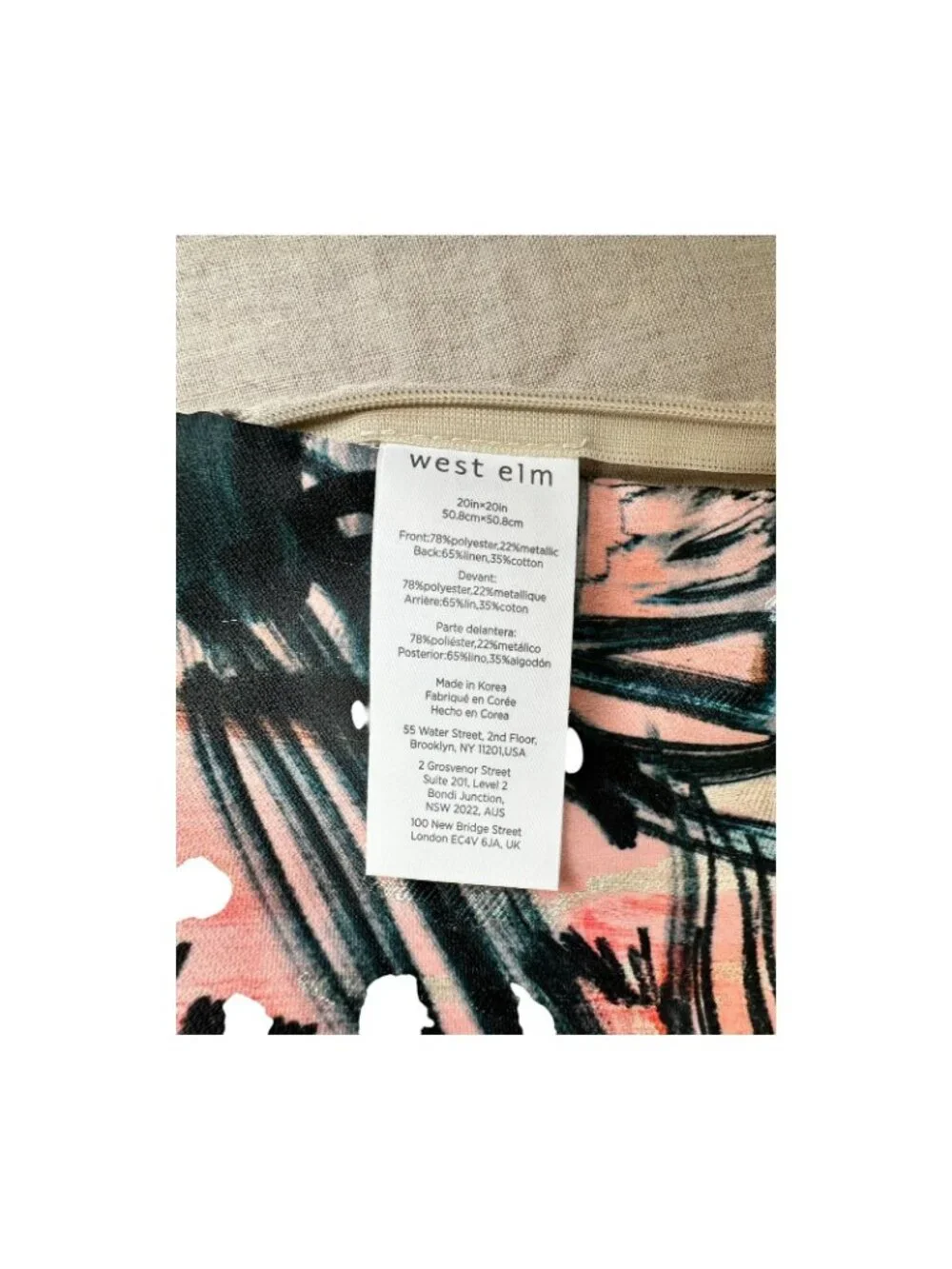 West Elm Abstract Blush Gold Black Decorative Pillow Cover Modern Glam